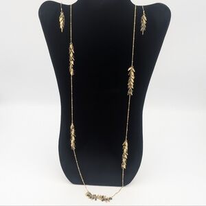 Vintage (1990s) VCLM Gold Leaf Necklace/Earring Set